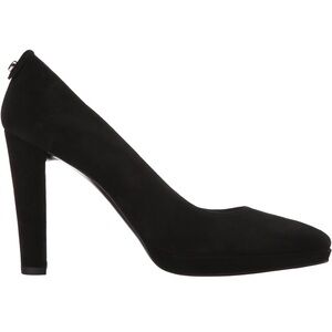 Stuart Weitzman Logopower Elegant Black Platform Suede Heels